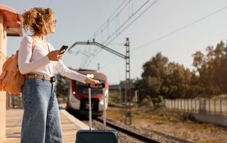 femme sur le quai attendant le train